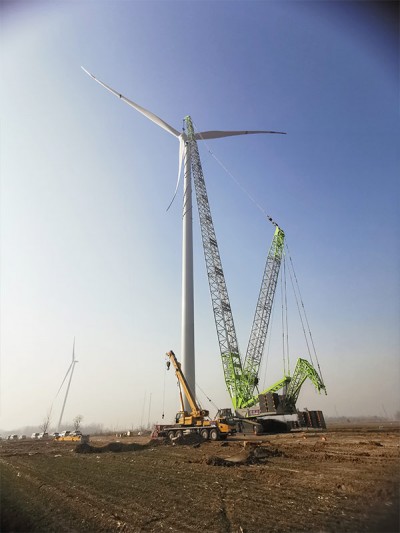 中聯(lián)QUY800-1國(guó)華樂(lè)陵140米風(fēng)機(jī)吊裝